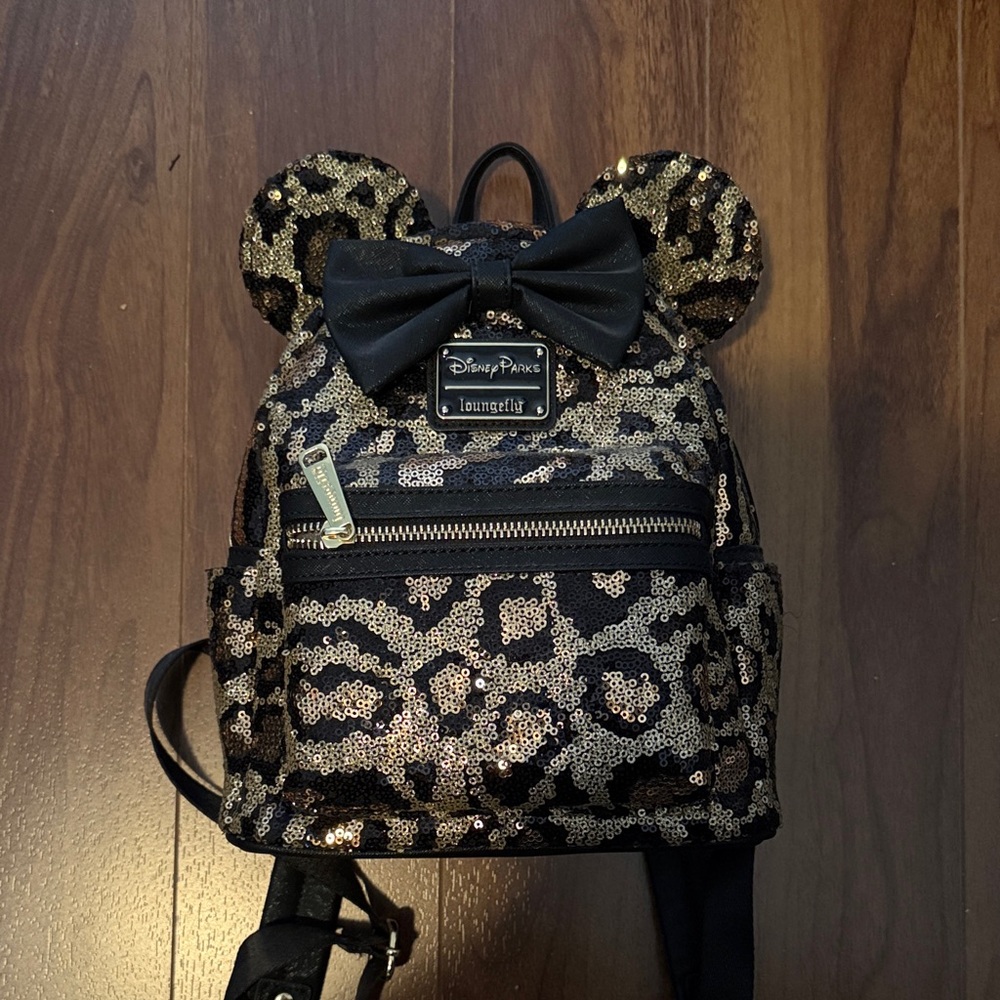 Disney Loungefly Black and Gold Sequin Backpack